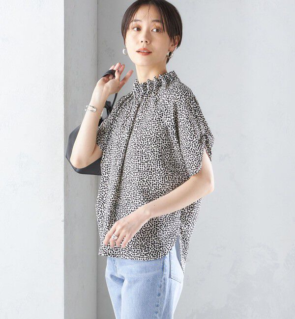 SHIPS for women「〈手洗い可能〉ネック ギャザー プリント ドルマン ブラウス」|シャツ・ブラウス|