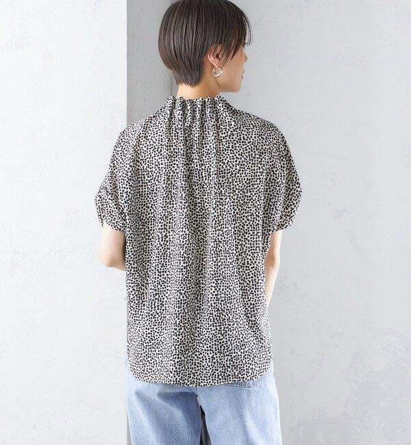 SHIPS for women「〈手洗い可能〉ネック ギャザー プリント ドルマン ブラウス」|シャツ・ブラウス|