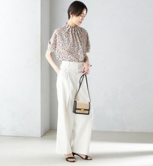 SHIPS for women「〈手洗い可能〉ネック ギャザー プリント ドルマン ブラウス」|シャツ・ブラウス|