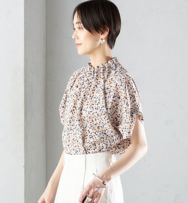 SHIPS for women「〈手洗い可能〉ネック ギャザー プリント ドルマン ブラウス」|シャツ・ブラウス|