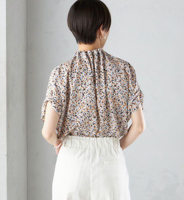 SHIPS for women「〈手洗い可能〉ネック ギャザー プリント ドルマン ブラウス」|シャツ・ブラウス|