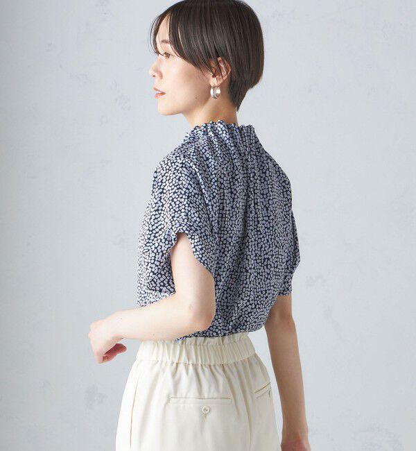 SHIPS for women「〈手洗い可能〉ネック ギャザー プリント ドルマン ブラウス」|シャツ・ブラウス|