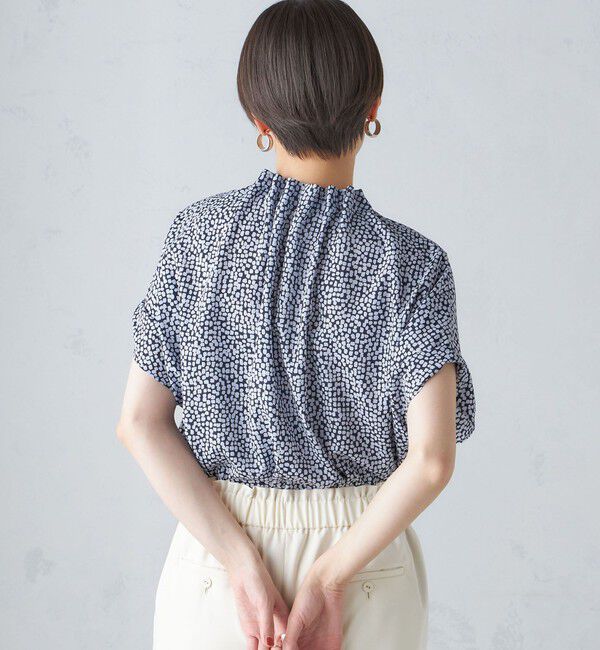 SHIPS for women「〈手洗い可能〉ネック ギャザー プリント ドルマン ブラウス」|シャツ・ブラウス|