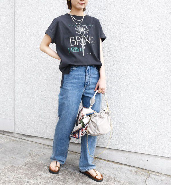 SHIPS for women「【WEB限定】〈手洗い可能〉フラワー 箔 プリント ロゴ TEE」|Tシャツ・カットソー|