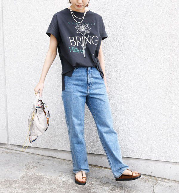 SHIPS for women「【WEB限定】〈手洗い可能〉フラワー 箔 プリント ロゴ TEE」|Tシャツ・カットソー|