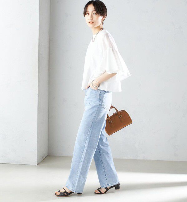 SHIPS for women「〈手洗い可能〉PLA スムース シアー コンビ スリーブ プルオーバー 」|Tシャツ・カットソー|