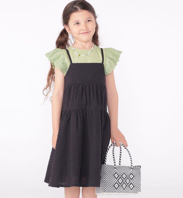 SHIPS KIDS「SHIPS KIDS:100～130cm / ジャカード キャミ ワンピース」|ワンピース|ブラック