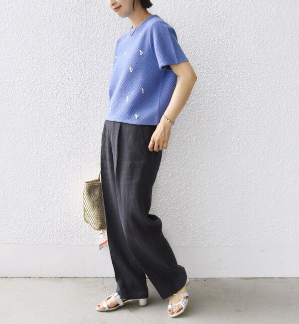 SHIPS for women「【WEB限定】〈手洗い可能〉ハイツイスト コットン ビジュー カノコ ニット」|プルオーバー|