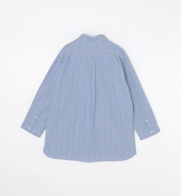 SHIPS any「SHIPS any: 〈洗濯機可能〉コットン / リネン ブルー ストライプ 7分袖 レギュラー シャツ◇」|シャツ・ブラウス|