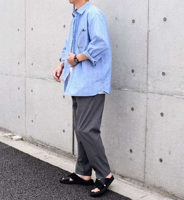 SHIPS any「SHIPS any: 〈洗濯機可能〉コットン / リネン ブルー ストライプ 7分袖 レギュラー シャツ◇」|シャツ・ブラウス|