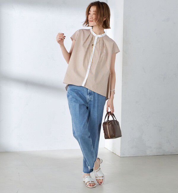 SHIPS for women「〈手洗い可能〉裾 フレア フレンチ スリーブ ブラウス」|シャツ・ブラウス|