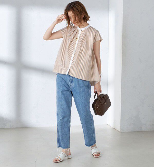 SHIPS for women「〈手洗い可能〉裾 フレア フレンチ スリーブ ブラウス」|シャツ・ブラウス|