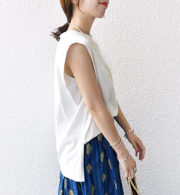 SHIPS for women「〈手洗い可能〉ワンコットン フレンチ スリーブ TEE」|Tシャツ・カットソー|オフホワイト