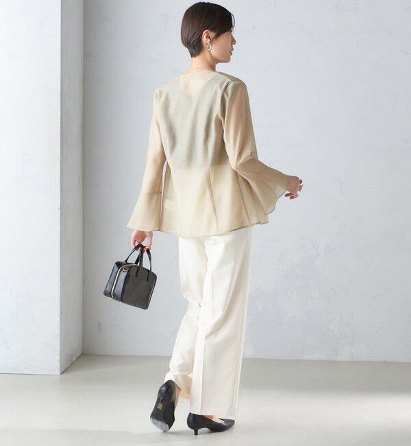 SHIPS for women「〈手洗い可能〉シアー オーガンジー フレア スリーブ ジャケット」|ノーカラージャケット|