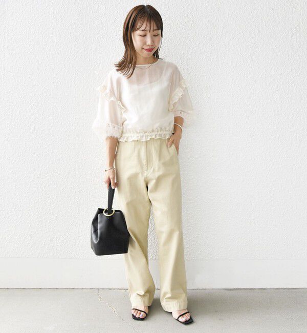 SHIPS for women「〈手洗い可能〉裾ゴム シアー &times; フェザー コンビ プルオーバー」|シャツ・ブラウス|