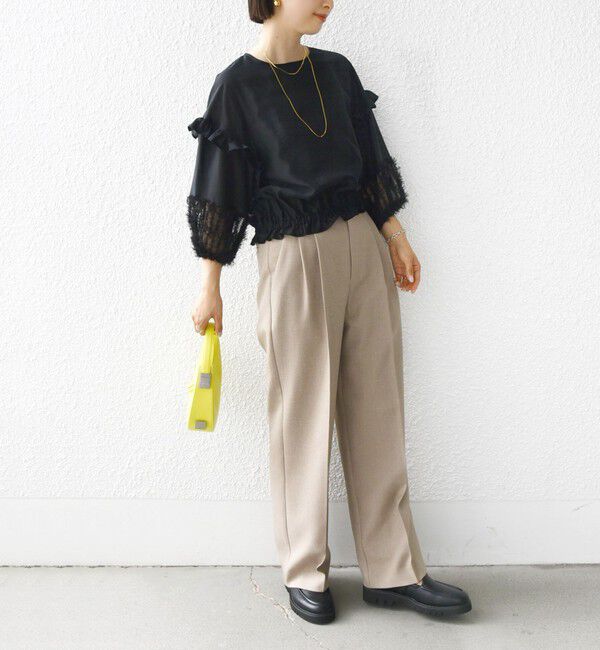 SHIPS for women「〈手洗い可能〉裾ゴム シアー &times; フェザー コンビ プルオーバー」|シャツ・ブラウス|