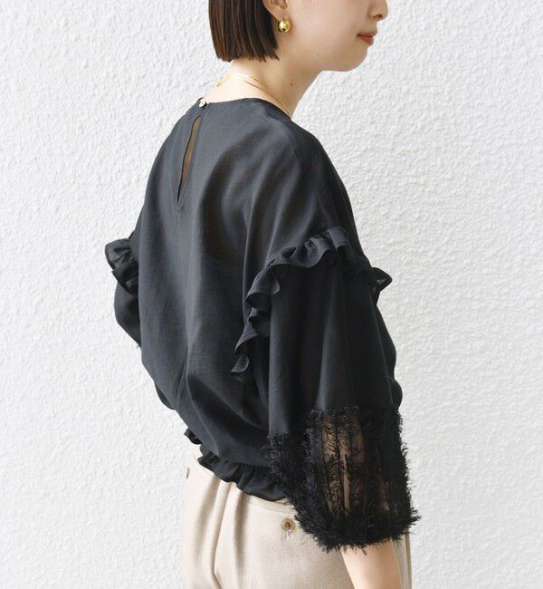 SHIPS for women「〈手洗い可能〉裾ゴム シアー &times; フェザー コンビ プルオーバー」|シャツ・ブラウス|