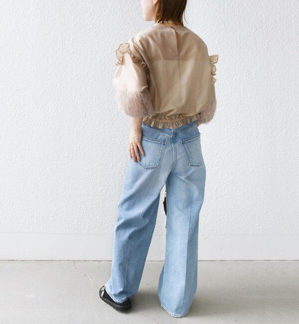 SHIPS for women「〈手洗い可能〉裾ゴム シアー &times; フェザー コンビ プルオーバー」|シャツ・ブラウス|