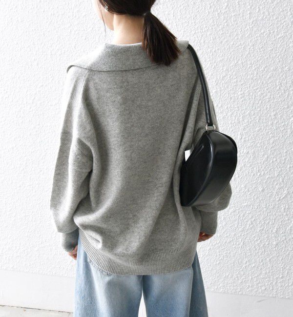 SHIPS any「【WEB限定】SHIPS any: 〈手洗い可能〉AQUA カシミヤ ミックス スキッパー カラー プルオーバー」|ニット・セーター|