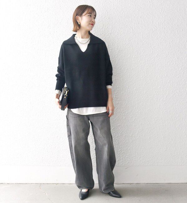 SHIPS any「【WEB限定】SHIPS any: 〈手洗い可能〉AQUA カシミヤ ミックス スキッパー カラー プルオーバー」|ニット・セーター|