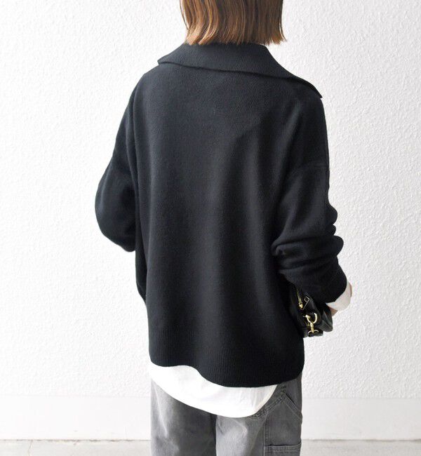 SHIPS any「【WEB限定】SHIPS any: 〈手洗い可能〉AQUA カシミヤ ミックス スキッパー カラー プルオーバー」|ニット・セーター|