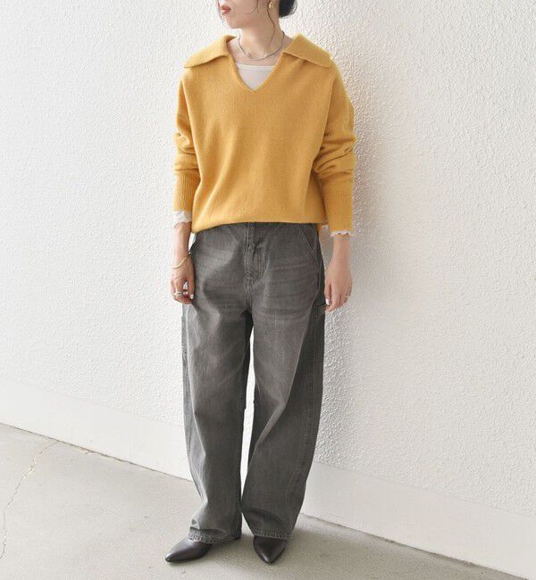 SHIPS any「【WEB限定】SHIPS any: 〈手洗い可能〉AQUA カシミヤ ミックス スキッパー カラー プルオーバー」|ニット・セーター|