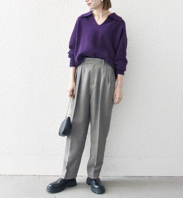 SHIPS any「【WEB限定】SHIPS any: 〈手洗い可能〉AQUA カシミヤ ミックス スキッパー カラー プルオーバー」|ニット・セーター|