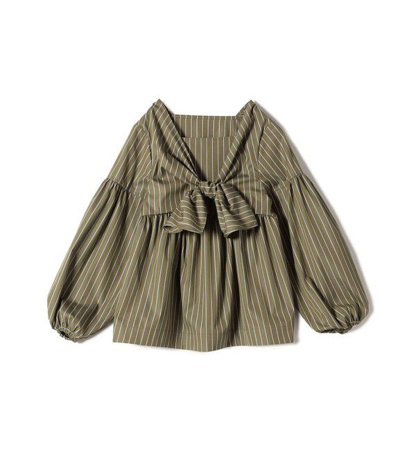 SHIPS for women「【WEB限定】〈手洗い可能〉前後 2WAY リボン デザイン ストライプ ブラウス」|シャツ・ブラウス|