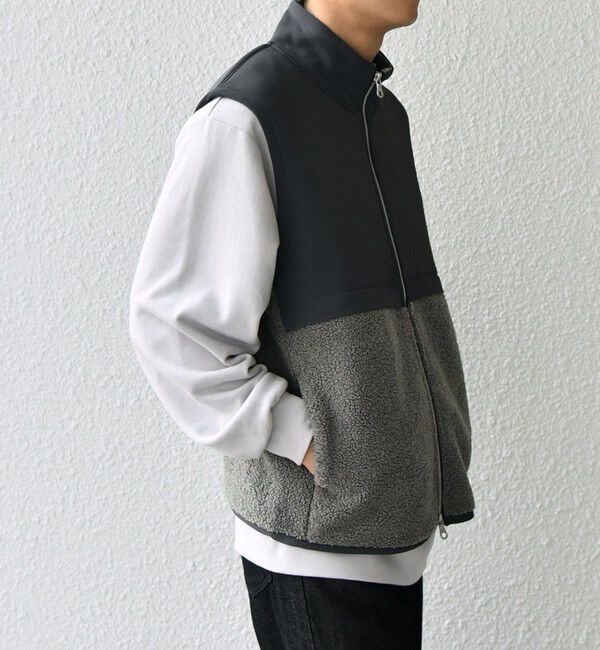 SHIPS any「SHIPS any: 〈洗濯機可能〉 コンビ ボア フリース スタンド ジップ ベスト◇」|ベスト・ジレ|