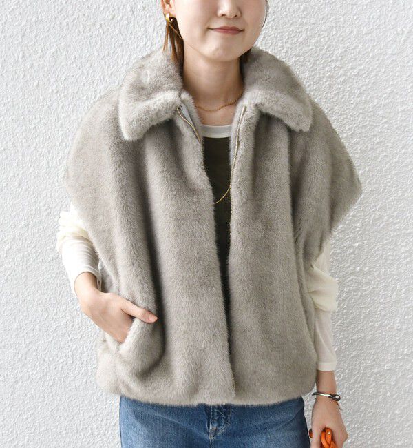 SHIPS for women「【WEB限定】グラデーション ファー ジップ ベスト」|その他|