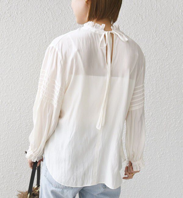 SHIPS for women「〈手洗い可能〉割繊 前後 2WAY 袖タック デザイン ブラウス」|シャツ・ブラウス|オフホワイト