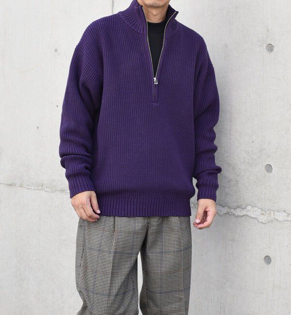 SHIPS any「SHIPS any:〈手洗い可能〉ハーフジップ 畦編み ドライバーズ ニット 25AW◇」|ニット・セーター|パープル