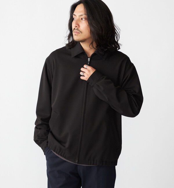 SHIPS「SHIPS:〈手洗い可能〉TR サージ シャツ ジップ ブルゾン」|ブルゾン・スタジャン|ブラック