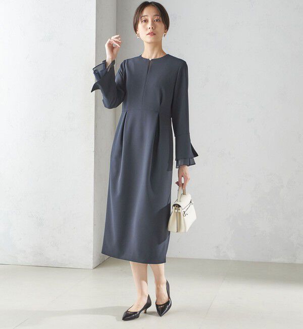 SHIPS for women「重ね着 デザイン ダブル クロス ワンピース（セレモニー対応可）」|ワンピース|