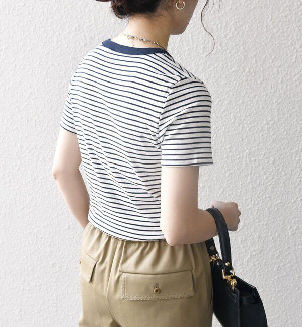 SHIPS any「【SHIPS any別注】PETIT BATEAU: ロゴ プリント コンパクト ボーダー TEE 25SS」|Tシャツ・カットソー|
