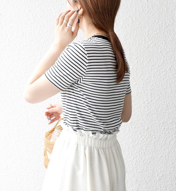 SHIPS any「【SHIPS any別注】PETIT BATEAU: ロゴ プリント コンパクト ボーダー TEE 25SS」|Tシャツ・カットソー|