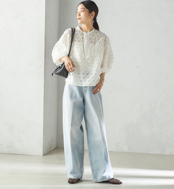 SHIPS for women「〈手洗い可能〉幾何柄 カット ジャカード ブラウス」|シャツ・ブラウス|