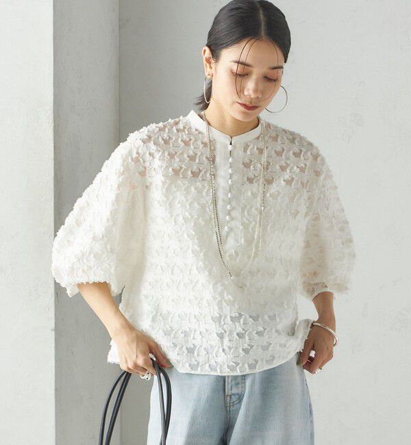 SHIPS for women「〈手洗い可能〉幾何柄 カット ジャカード ブラウス」|シャツ・ブラウス|