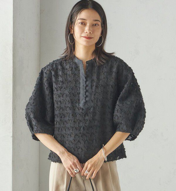 SHIPS for women「〈手洗い可能〉幾何柄 カット ジャカード ブラウス」|シャツ・ブラウス|