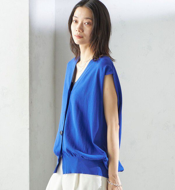 SHIPS for women「〈接触冷感 / 手洗い可能〉アイスコットン フレンチ スリーブ ジレ カーディガン」|ベスト・ジレ|