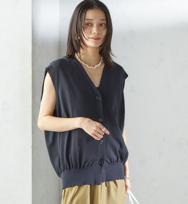 SHIPS for women「〈接触冷感 / 手洗い可能〉アイスコットン フレンチ スリーブ ジレ カーディガン」|ベスト・ジレ|