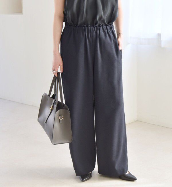 quaranciel「quaranciel:〈洗濯機可能〉ウーステッド イージー ワイドパンツ」|その他|ネイビー