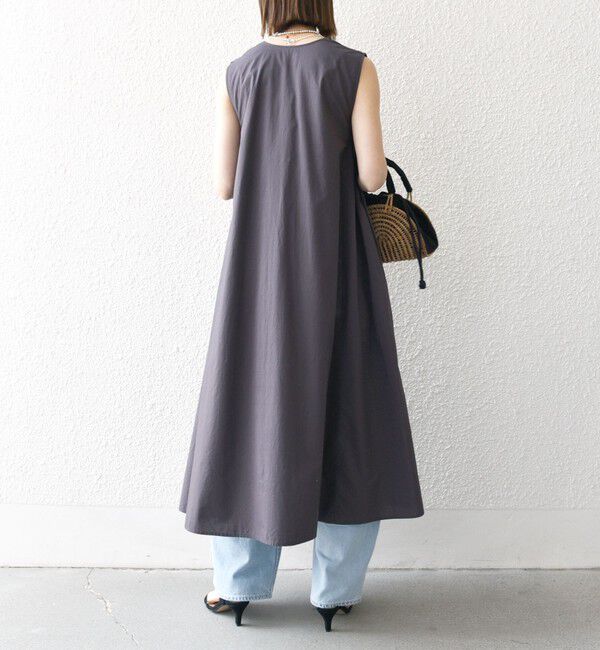 SHIPS any「SHIPS any:〈洗濯機可能〉ポプリン Vネック Aライン ノースリーブ ワンピース」|ワンピース|