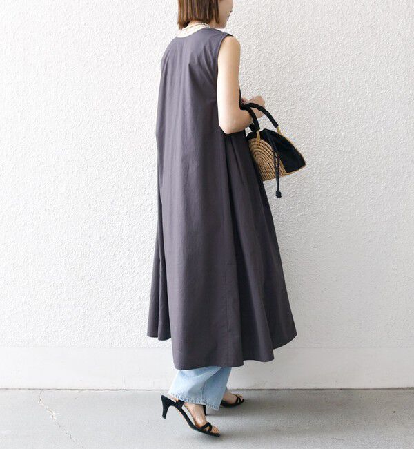 SHIPS any「SHIPS any:〈洗濯機可能〉ポプリン Vネック Aライン ノースリーブ ワンピース」|ワンピース|