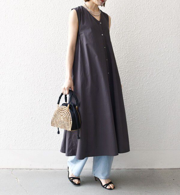 SHIPS any「SHIPS any:〈洗濯機可能〉ポプリン Vネック Aライン ノースリーブ ワンピース」|ワンピース|