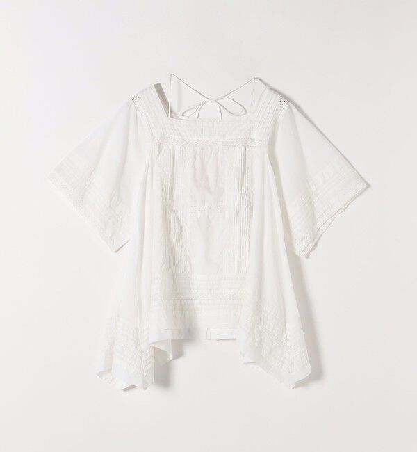 quaranciel「quaranciel:〈洗濯機可能〉コットン レース ライン スクエア ネック ブラウス」|シャツ・ブラウス|