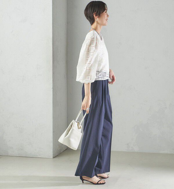 SHIPS for women「〈手洗い可能〉Broche スクエア レース 2WAY ブラウス」|シャツ・ブラウス|