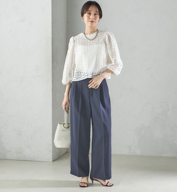 SHIPS for women「〈手洗い可能〉Broche スクエア レース 2WAY ブラウス」|シャツ・ブラウス|