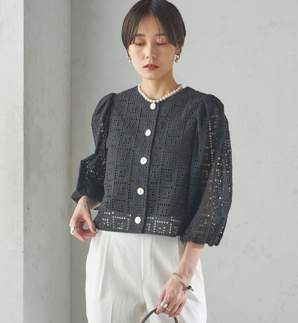 SHIPS for women「〈手洗い可能〉Broche スクエア レース 2WAY ブラウス」|シャツ・ブラウス|