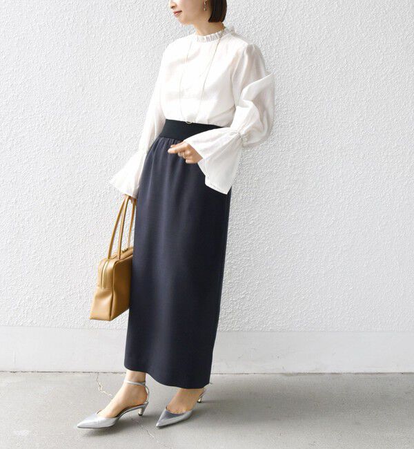 SHIPS for women「〈手洗い可能〉シルク混 シャイニー フリル スリーブ ブラウス」|シャツ・ブラウス|